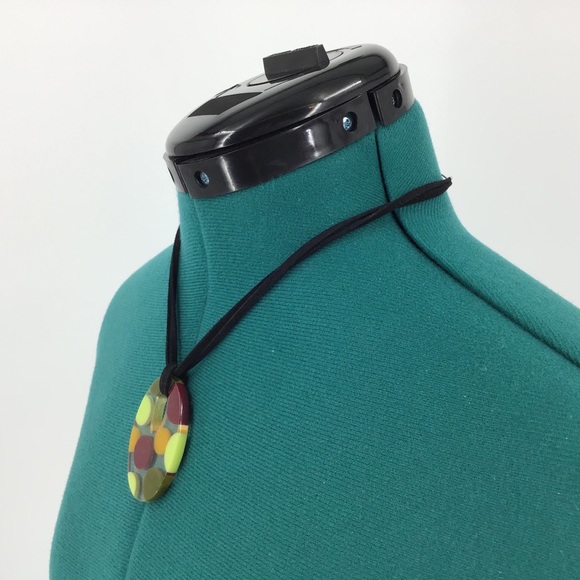 2/$25 Caracol Necklace with Polka Dot Resin Pendant - Picture 3 of 15